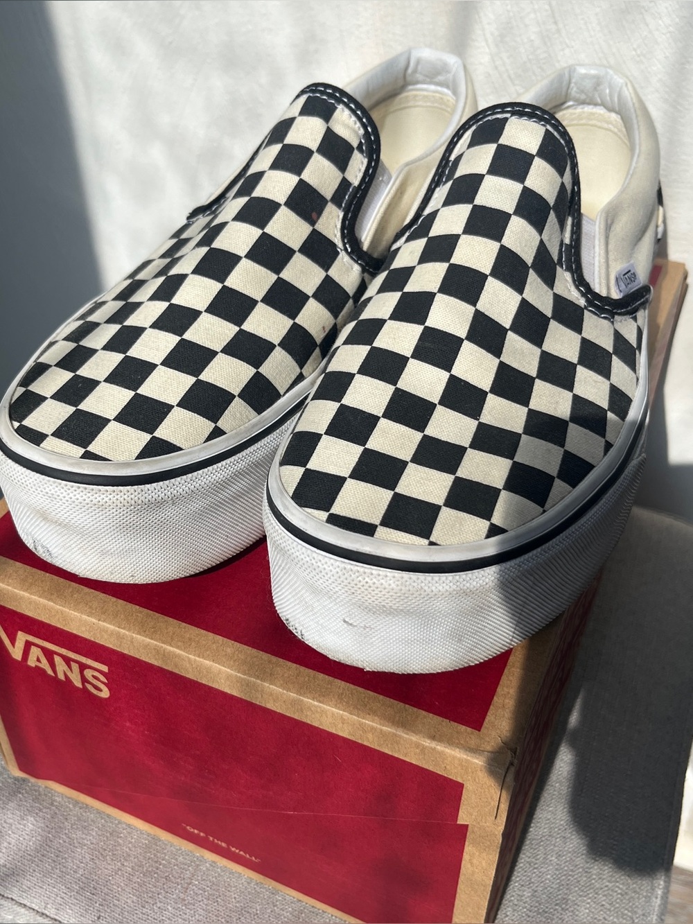 Vans Checkerboard Platform SlipOns Black White unisex sneakers womens 9.5 mens 8 - Picture 3 of 8